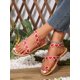 thumbnail image 1 of Sweetheart Red Flat Sandals With Heart Shape And Floral Detailing, Ankle Buckle, 1 of 5