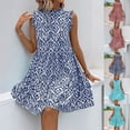 thumbnail image 1 of WRKEKC Robes d'Été Décontractées pour Femmes, Robes d'Été Grande Taille, Robe Sans Manches Imprimée à Col en Dentelle pour Femmes, Robe Sans Manches à Col Rond Longueur Genou, 1 of 10
