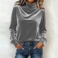 thumbnail image 2 of Tqcoqu Women's Mock Turtleneck Velvet Top,Long Sleeve 2026 Fall Velour Shirts,Trendy Loose Dressy Casual Blouse Daily Wear, 2 of 8