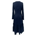 thumbnail image 5 of DHFJKG Boho Dresses For Women Button Front Puff Long Sleeve Smocked Waist Flowy Maxi Dress Retro Vacation Clothes Stylish Dresses, 5 of 5