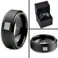 thumbnail image 4 of Tungsten Wyoming The Equality State Band Ring 8mm Men Women Comfort Fit Black Step Bevel Edge Brushed Polished, 4 of 4