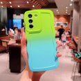 thumbnail image 3 of Compatible with Samsung Galaxy S21 FE 5G Case,Cute Gradient Color Curly Wave Frame Shockproof Protective Cases Soft Cover (Green Blue), 3 of 12