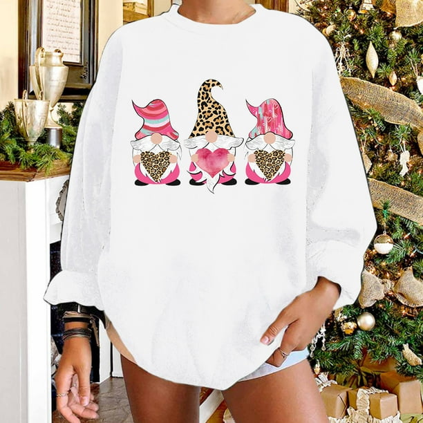 Pntutb Día de San Valentín Moda Mujer Casual Manga larga Impreso Señoras Sudaderas tops Pntutb Pntutb-6389
