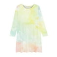 thumbnail image 3 of AJTQTH Fall Kids Girls Princess Dresses Tie Dye Gradient Print Long Sleeve Casual Twirly Skater Dress Trendy Flowy A-Line Recital Dress for School Holiday Party Multicolor#27 13-14 Years, 3 of 5