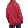 thumbnail image 6 of larppty Womens Oversized Sweatshirt Long Sleeve Henley Pullover Tops 2025 Fall Casual Button Loose Fit Fashion Outfits (Red, XS), 6 of 6