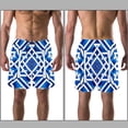 thumbnail image 3 of luoweisi Men's Beach Shorts Quick Dry Swim Trunks with Mesh Lining Blue and White Geometry L, 3 of 5