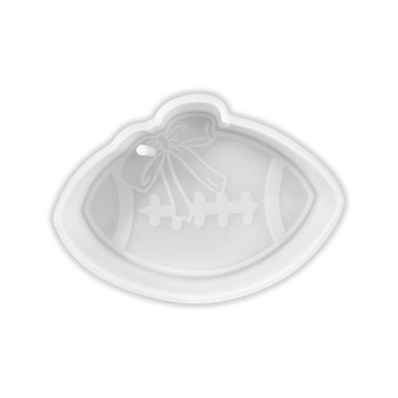 Football with Bow Silicone Freshie Mold 4.6x3.25 Car Freshener Fall Sports Boo Team College Aroma Oven Safe Manly Spirit Scented Beads