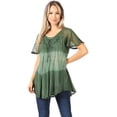 thumbnail image 5 of Sakkas Parisa Casual Summer Short Sleeve Top Blouse with Corset and Embroidery - Green - One Size, 5 of 5