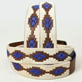 thumbnail image 2 of BE BAR H EQUINE Western Genuine Leather Men And Women Brown Belt Embroidered White & Blue, 2 of 4