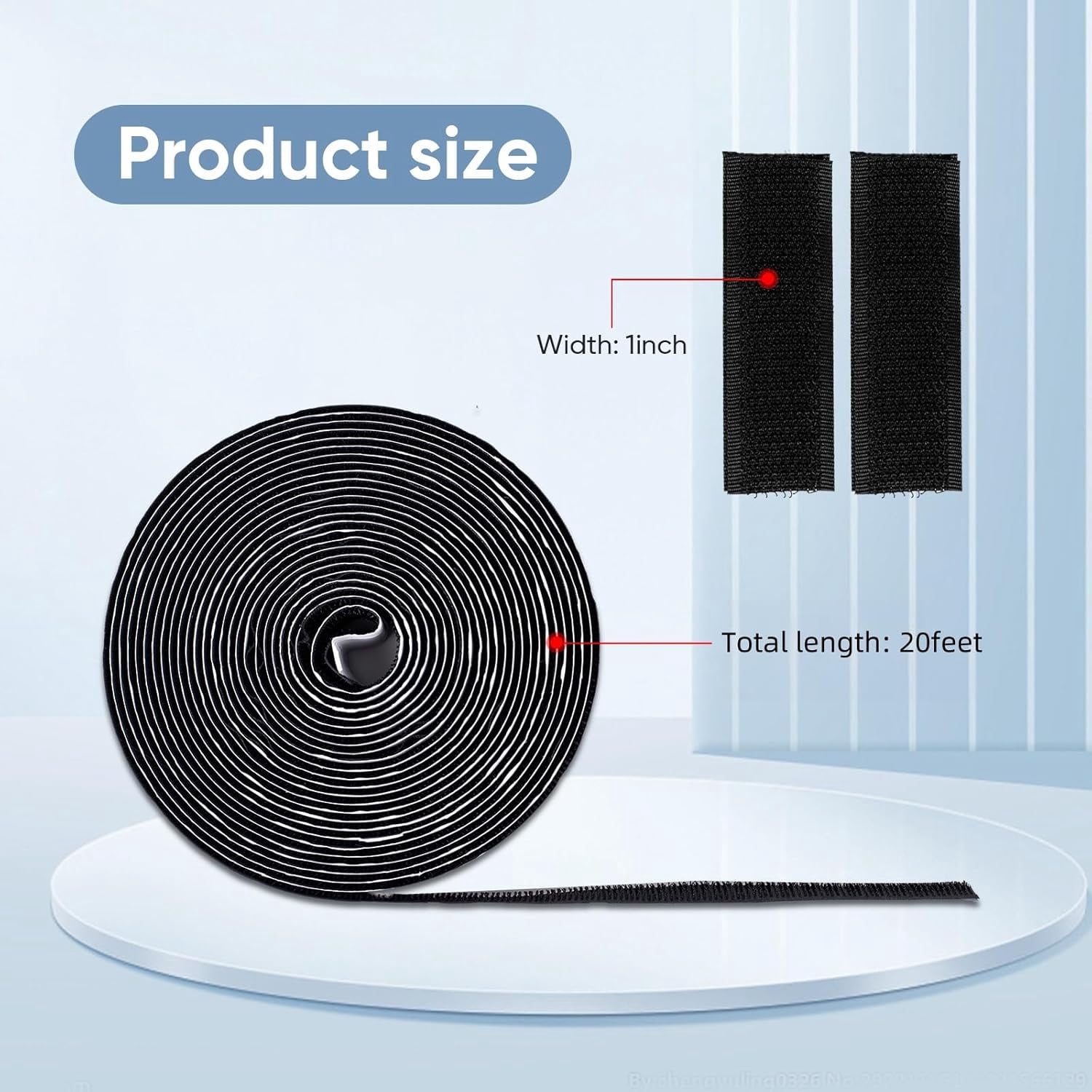 20Ft x 1 Inch Hook and Loop Tape Strips with Adhesive, Heavy Duty Sticky Back Nylon for Home, Office, School, Crafting & DIY Projects, Double Sided - Adhesive Fastening