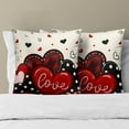 thumbnail image 3 of Valentines Day Pillow Covers 18x18 Inch Set of 2, Red Black Plaid Dots Hearts and Love Design Square Pillowcases for Sofa Couch Bed Chair Indoor Outdoor Home Decor, 3 of 4