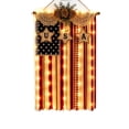 thumbnail image 2 of LED US Flag Bunting with Lights Outdoor Decor, Patriotic Red White Blue Cotton Linen Stars and Stripes Hanging Banner, Front Door Wall Courtyard Entryway Party Ornament, Independence Day Decor, 2 of 5