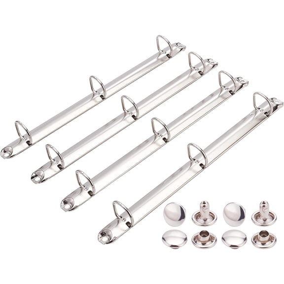 4Pack Stainless Steel A4 Notebook 3-Ring Binder Mechanism D Rings Loose Leaf Binding Spines Combs
