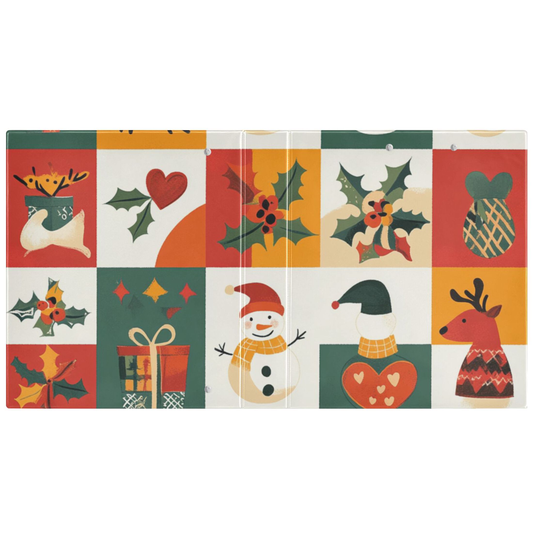 Christmas Snowmen Deers Squares 3 Ring Binders 1.5 inch Hardcover File Folders with Interior Pockets A4 Size Organizer for School Office Hospital