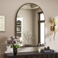 thumbnail image 3 of Arched Wall Mirror, 30 x 38 inch Arch Bathroom Mirror, Wall Mounted Vanity Mirror with Arch Metal Frame, Modern Bathroom Vanity Mirror for Bedroom, Living Room, Hanging or Leaning, Black, 3 of 14
