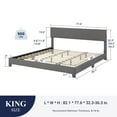 thumbnail image 6 of Sifurni King Size Platform Bed Fame with Upholstered Adjustable Fabric Headboard, Dark Grey, 6 of 6