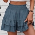 thumbnail image 2 of biudgviw Flowy Shorts for Women Smocked High Waisted Golf Tennis Shorts Ruffle Layered Boho Summer Beach Vacation Shorts, 2 of 7