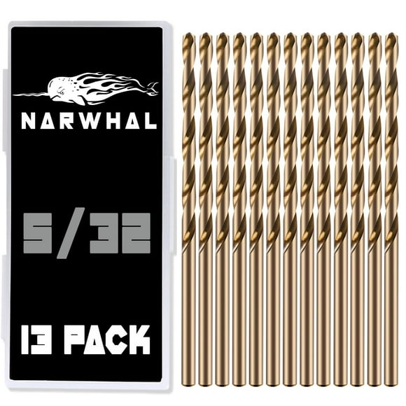 5/32"" Inch Cobalt Drill Bits - 13 Pack of M35 Cobalt Drill Bits with Storage Case - Perfect Drill Bits for Metal Hardened & Stainless Steel Cast Iron and More!
