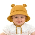 thumbnail image 4 of Splozh Baby Hat Cute Wide Brim Sun Protection Adjustable Summer Bucket Hat Baby Sun Hat Baby Hat,Gold,3-12 Months, 4 of 7