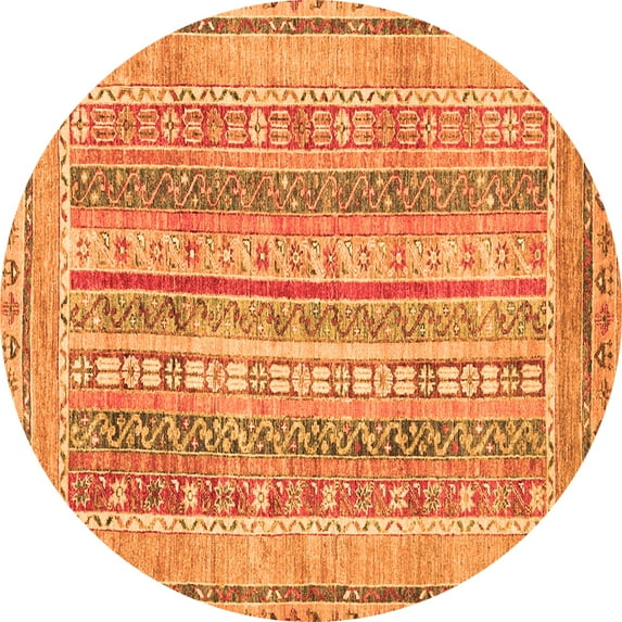 Ahgly Company Indoor Round Abstract Orange Modern Area Rugs, 4' Round