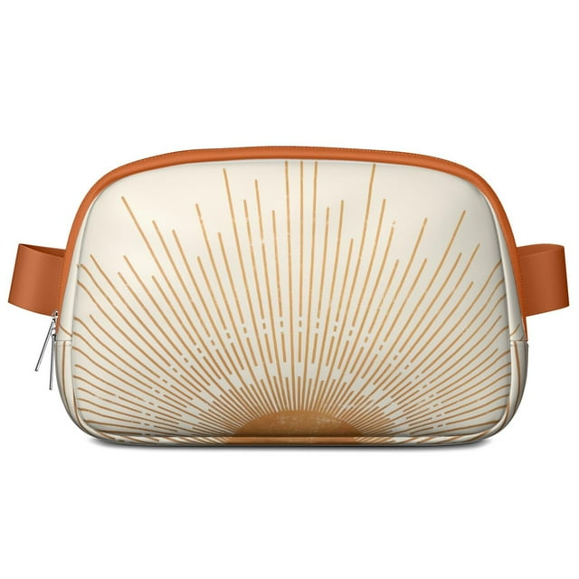 Mesh Compartment Fanny Pack – Geometric Patterned Crossbody Bag for Women