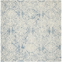 SAFAVIEH Blossom Asher Geometric Wool Area Rug, Blue/Ivory, 4' x 4' Square
