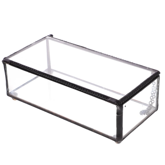 Toyvian Glass Keepsake Box with Iron Frame - Versatile Jewelry and Trinket Organizer for Home, Office, and Use