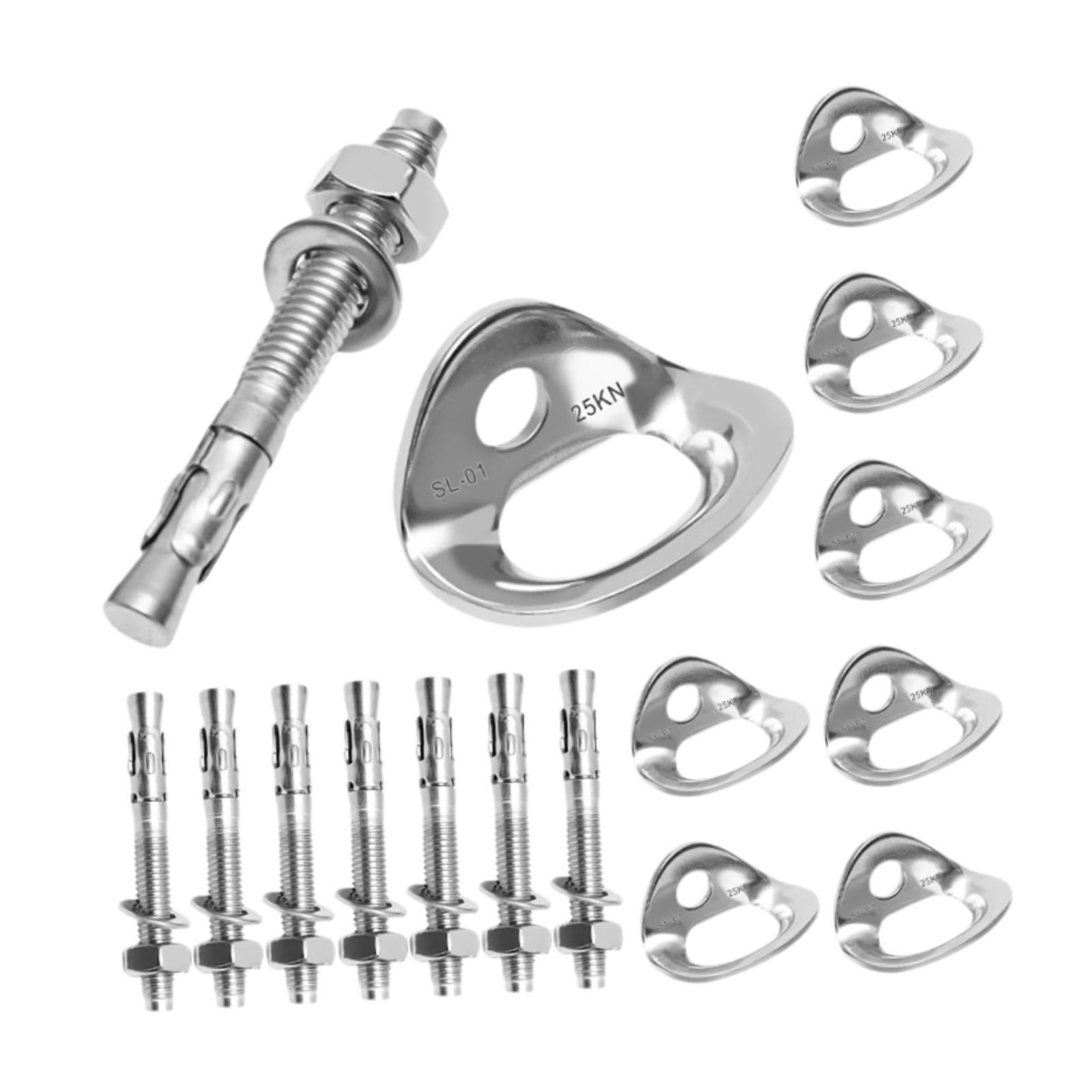 QccHieUs 8 Pieces Climbing Anchor Hangers Stainless Steel Professional Hanging Rings with