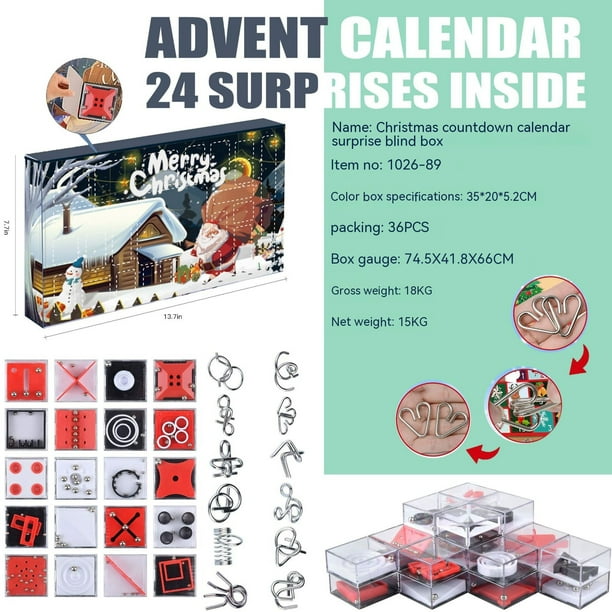 24 cajas de embalaje rompe el calendario a mano en Navidad sorpresa Caja ciega descomprimida regalo de juguete puzzle
