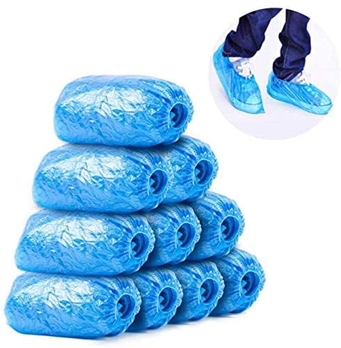 100-300 Disposable Shoe Covers Protector Cover Plastic Overshoes Blue Floor Boot 