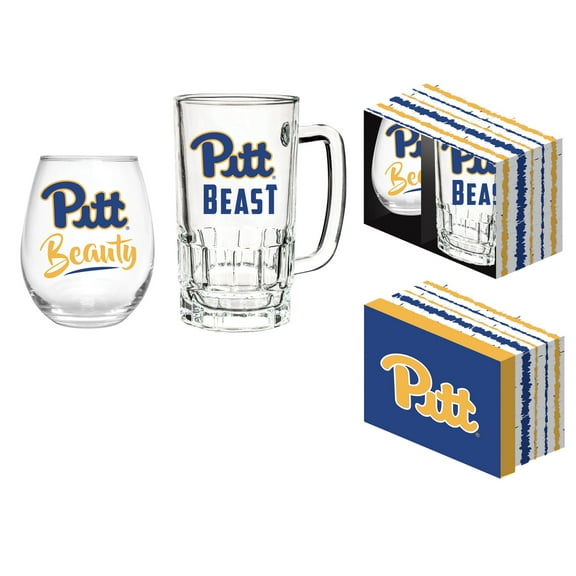 Pitt Panthers 17oz. Stemless Wine Glass & 16oz. Mug Gift Set