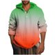 thumbnail image 1 of Blusa de manga larga con capucha para hombre, estilo informal, con botones, estampado degradado, de poliéster, 1 of 4