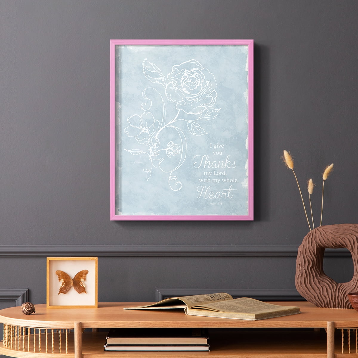 Whole Heart Framed Print in Pink Solid Wood 11 x 14 Framed Print