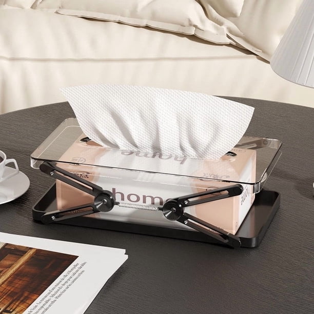 Caja de pañuelos con resorte y tapa abatible | Dispensador automático de pañuelos para sala de estar, dormitorio y comedor | Soporte para pañuelos doméstico con diseño que ahorra espacio