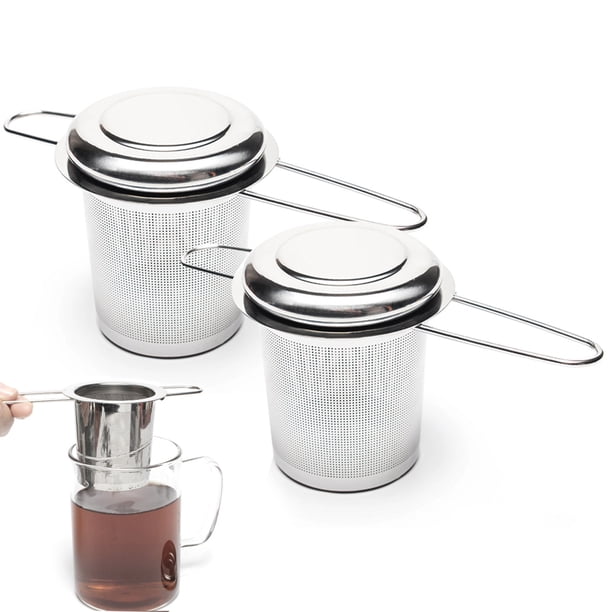 2 coladores de té, cesta infusora de acero inoxidable para tazas, infusores de té para té a granel, difusor de té de malla fina, coladores de té de mango largo, filtros para infusiones de té