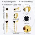 thumbnail image 3 of Lancharmed Women's Earrings Round Zirconia Stud Diamond Wrap Around Section Heart Shape Black Chain 14K Gold Plated Earring Gifts for Women, 3 of 8