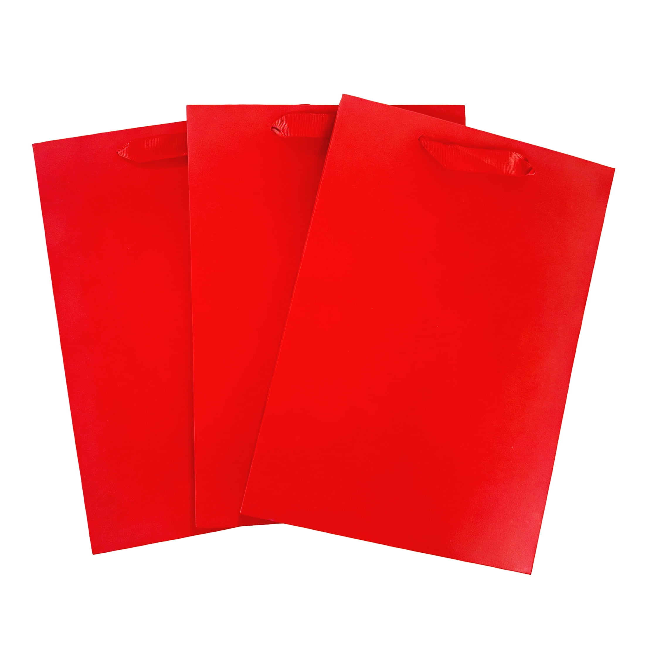 Large Red Paper Gift Bags, 7" x 5“ x 10", 3 Count, by Way To Celebrate
