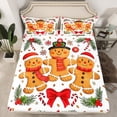 thumbnail image 2 of Manfei Cartoon Gingerbread Man Full Size Sheets,Cute Bowtie Bow Bed Sheets,Kawaii Red Snowflake Sheet Sets For Boys Girls,Microfiber Bedroom Decor,4pcs, 2 of 7