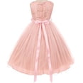 thumbnail image 4 of Flower Girl Dress Wedding Pageant Rhinestone Sequins Glitter for Big Girl Burgundy 8 MBK 340, 4 of 5