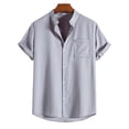 thumbnail image 2 of Birdeem Chemise Décontractée pour Homme à Manches Courtes à Col Montant Chemise Décontractée à Manches Courtes à Col Montant, 2 of 10