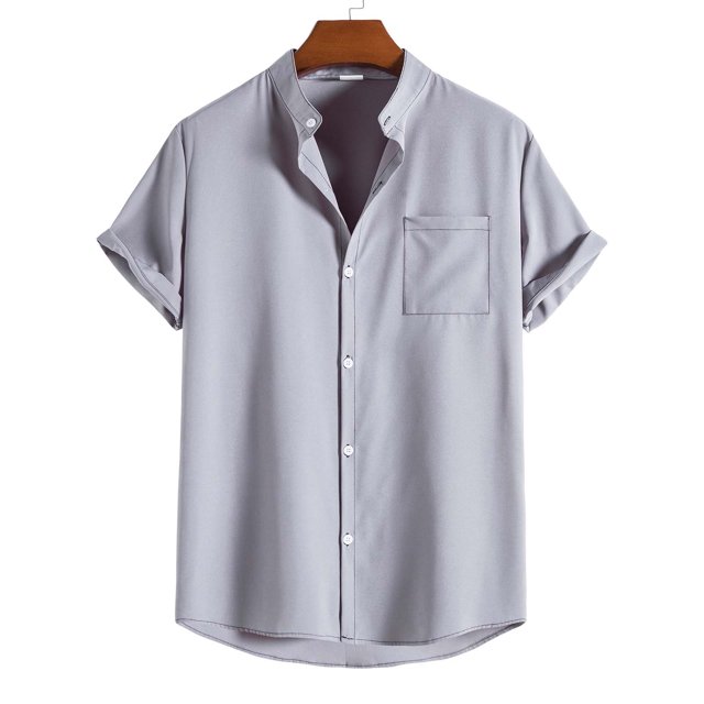 LSLJS T-shirt pour Hommes Mode Décontractée Manches Courtes Col Montant Chemise Décontractée Manches Courtes Col Montant