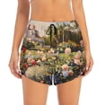 thumbnail image 4 of Lsque American Flag Rose Garden Printed Women's Running Shorts with Liner Pockets,Elastic Quick Dry Workout Athletic Gym Yoga Shorts,Womens High Waist Shorts-Large, 4 of 9