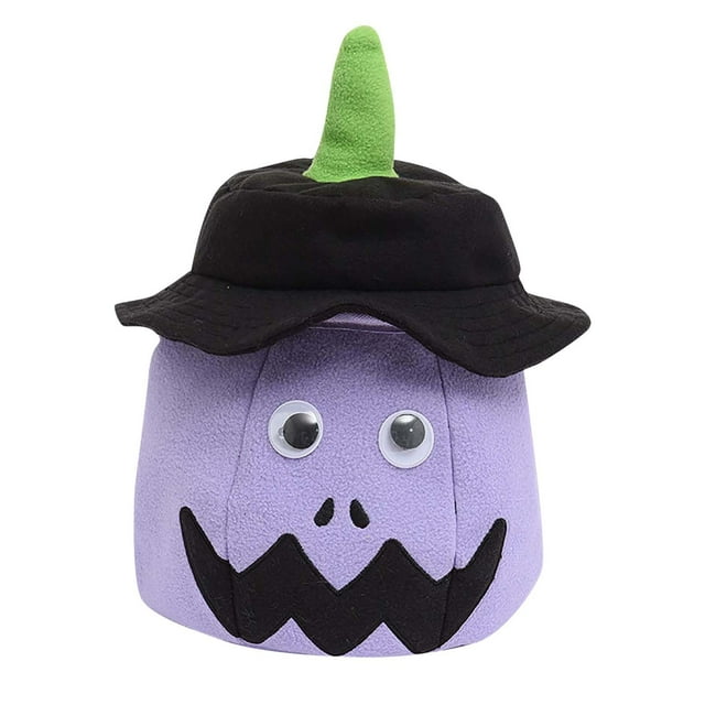 Compre 2 y consiga un 10% de descuento Halloween Candy Bucket Decoration Hat With Lights Halloween Basket Lights Reusable Candy Basket Tote Bag For Party Favors