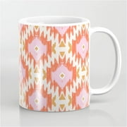 Orange Boho Ikat Pattern by Rosemary Apricot on Coffee Mug - 11 oz