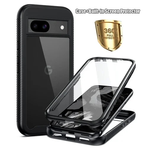 RHEA- For Google Pixel 8A Shockproof Full Body Rugged Case Cover W/ Screen Protector