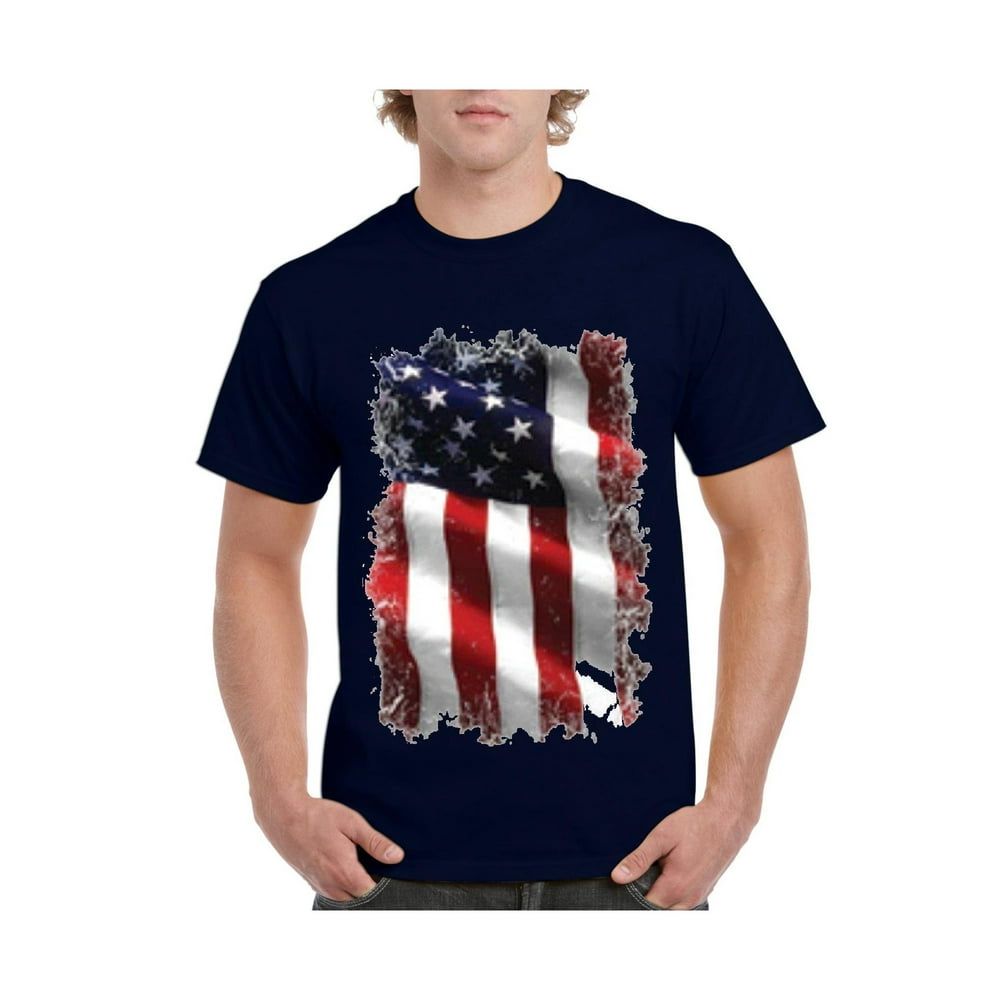 IWPF - Mens American Flag 4th of July Short Sleeve T-Shirt - Walmart ...