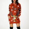 thumbnail image 2 of Robe de Noël Imprimée pour Femmes 2025, Chandail à Capuche à Manches Longues, Robe de Travail pour Femmes avec Poche, Robe à Capuche Décontractée, 2 of 6