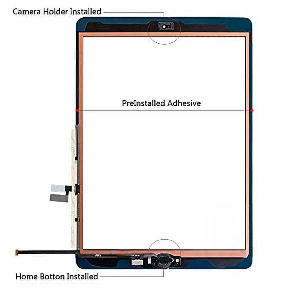 Touch Screen Digitizer for iPad 7 2019 7th Gen 10.2 A2197 A2198 A2200  Front Glass Replacement with Pre-Installed Adhesive (Without Home  Button,not