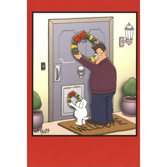 Nobleworks Dog Wreath Funny / Humorous Christmas Card (1 card/1 envelope)