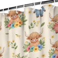 thumbnail image 3 of Beige Highland Cow Flower Cartoon Pattern Shower Curtain 84"x72" ,Bathroom Decorative Shower Curtains Set with 12 Hooks,Modern Waterproof Washable Shower Curtain, 3 of 6